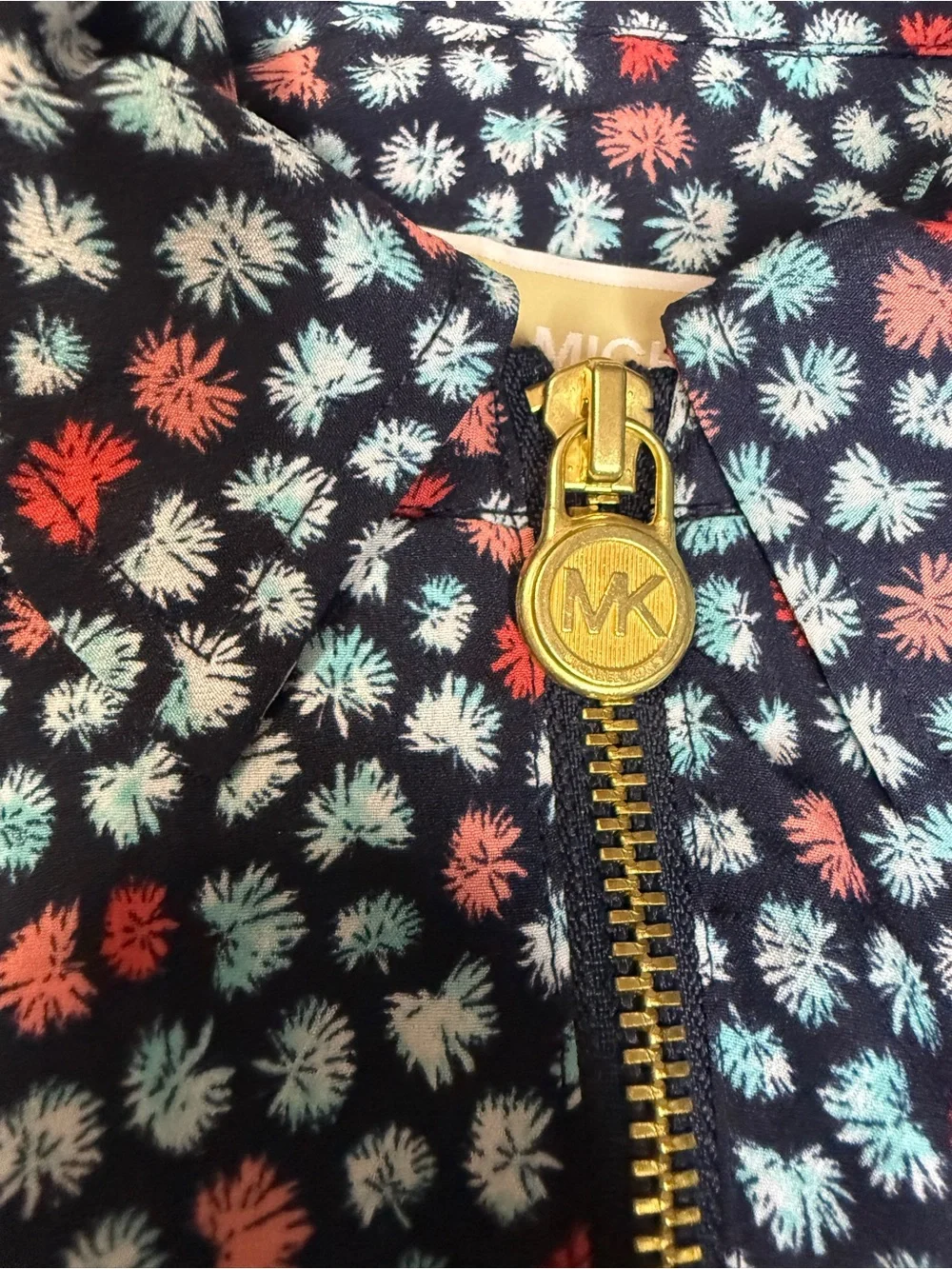 Michael Kors Navy Floral-Print Zip Utility Jacket